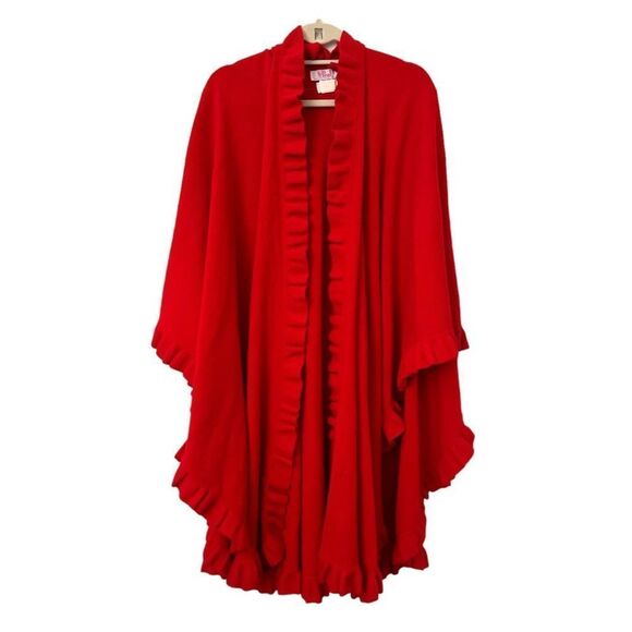 N. PEAL Frill Trimmed Lambswool Long Cape One Size - Picture 1 of 4